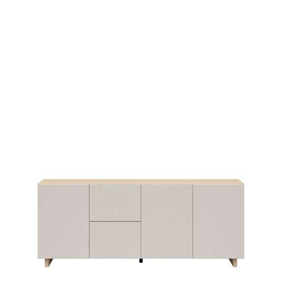 Skjenk CALM 180x74 cm - eik lindberg - cashmere - 3 dører - 2 skuffer - japandi