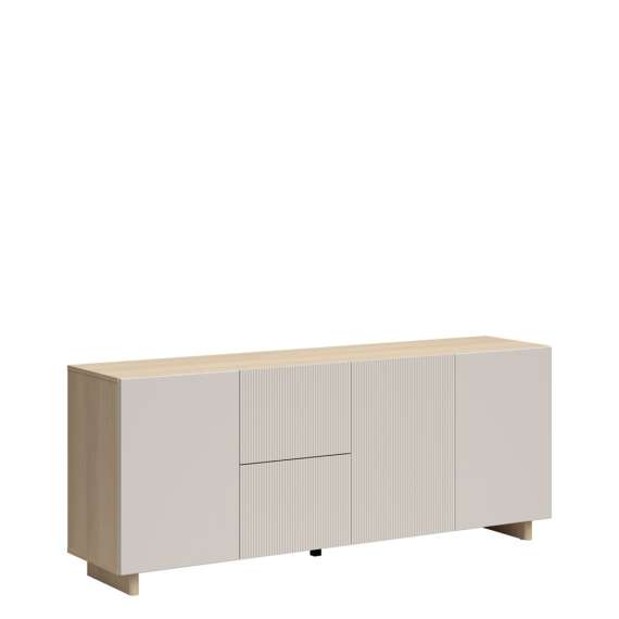 Skjenk CALM 180x74 cm - eik lindberg - cashmere - 3 dører - 2 skuffer - japandi