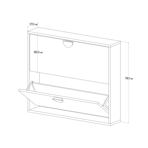 Skoskap Vang 40-100x76 cm - vegghengt - Velg bredde og farge selv!
