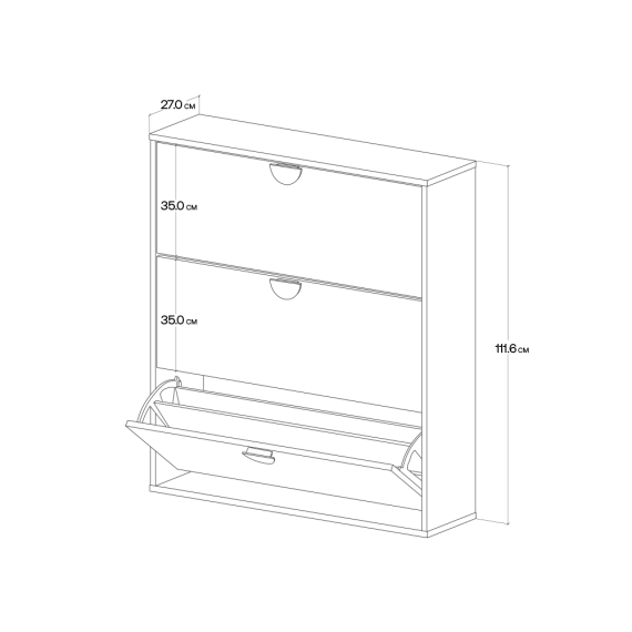 Skoskap Vang 40-100x112 cm - vegghengt - Velg bredde og farge selv!