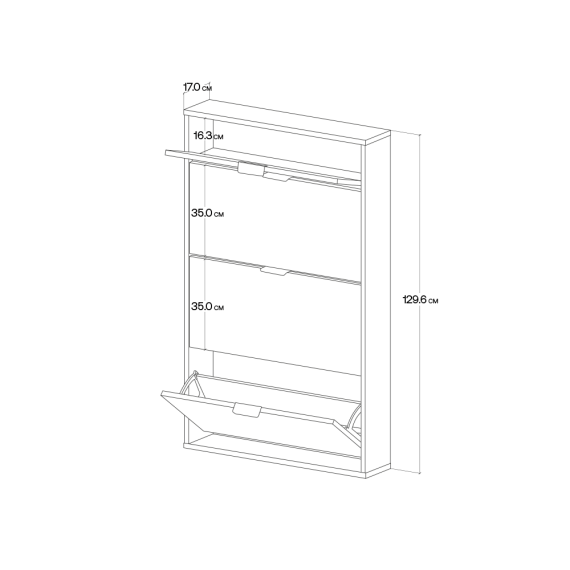 Skoskap Vang 40-100x130 cm - vegghengt - Velg bredde og farge selv!