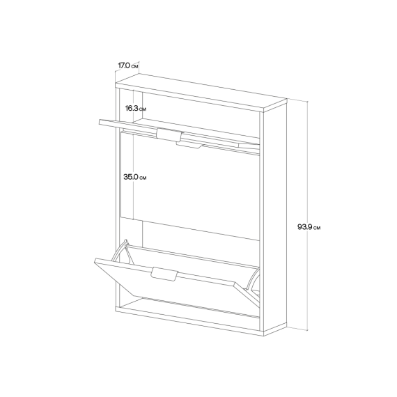 Skoskap Vang 40-100x94 cm - vegghengt - Velg bredde og farge selv!