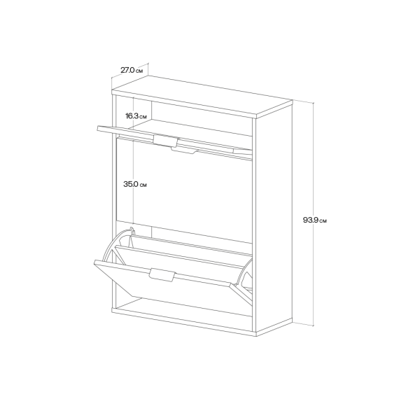 Skoskap Vang 40-100x94 cm - vegghengt - Velg bredde og farge selv!