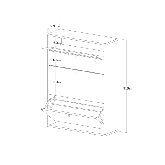 Skoskap Vang 40-100x112 cm - vegghengt - Velg bredde og farge selv!