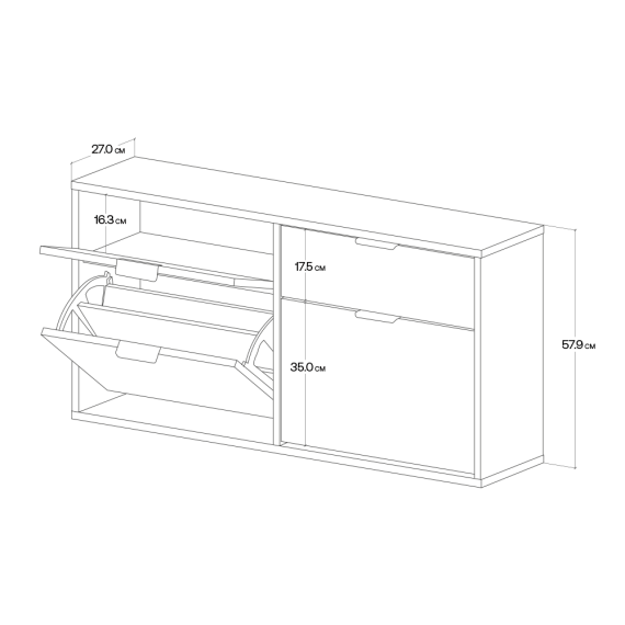 Skoskap Vang 80-130x58 cm - vegghengt - Velg bredde og farge selv!