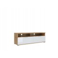 TV benk Zele 135x45 cm - eik wotan - hvit høyglans