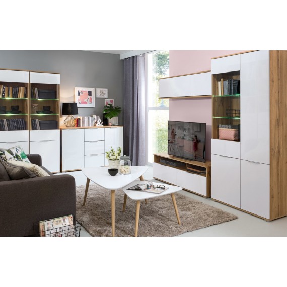 TV benk Fene 135 cm Trelook - Hvit Høyglans