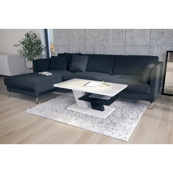 Allen Stuebord 110 cm - Hvit Høyglans - Svart