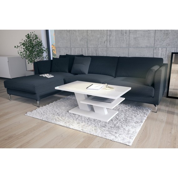 Sofabord Allen 110 cm - Hvit Høyglans - Hvit