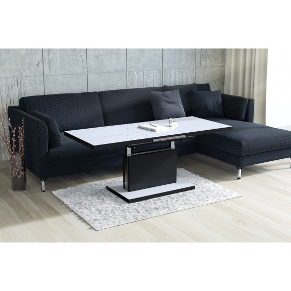 Alvan sofabord 120 cm - Hvit Svart Høyglans