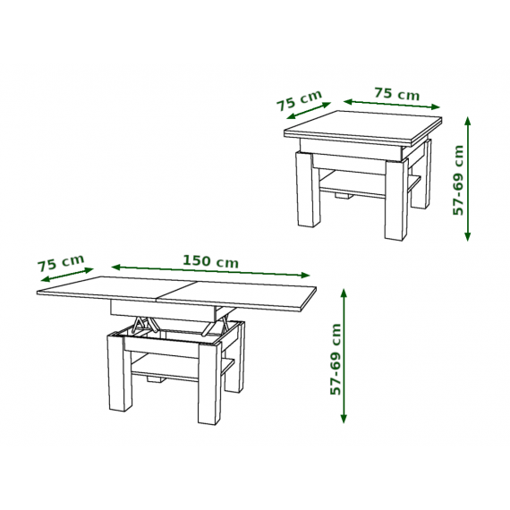 Sofabord Coreo 75 cm - Oppbevaring - Hvit Høyglans