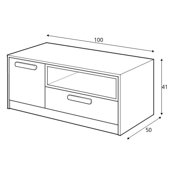 TV-benk Piko 100 cm - Grafitt - Grå - Hvit