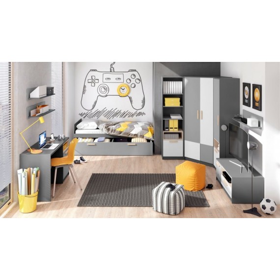 TV-benk Piko 100 cm - Grafitt - Grå - Hvit