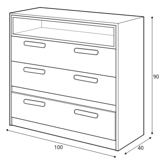Kommode Piko 100 cm - Grafitt - Grå - Hvit