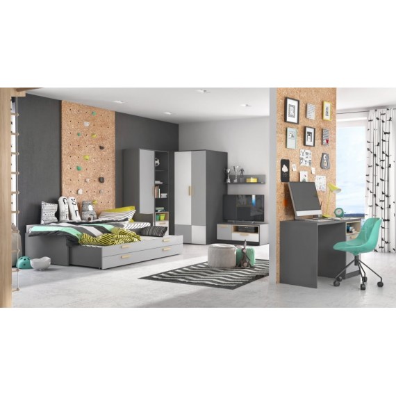 Kommode Piko 100 cm - Grafitt - Grå - Hvit