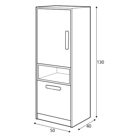 Skap Piko 50 cm - Grafitt - Grå - Hvit