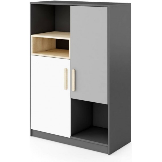 Skap Piko 90 cm - Grafitt - Grå - Hvit