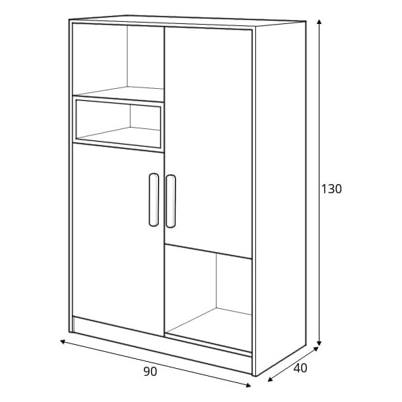 Skap Piko 90 cm - Grafitt - Grå - Hvit