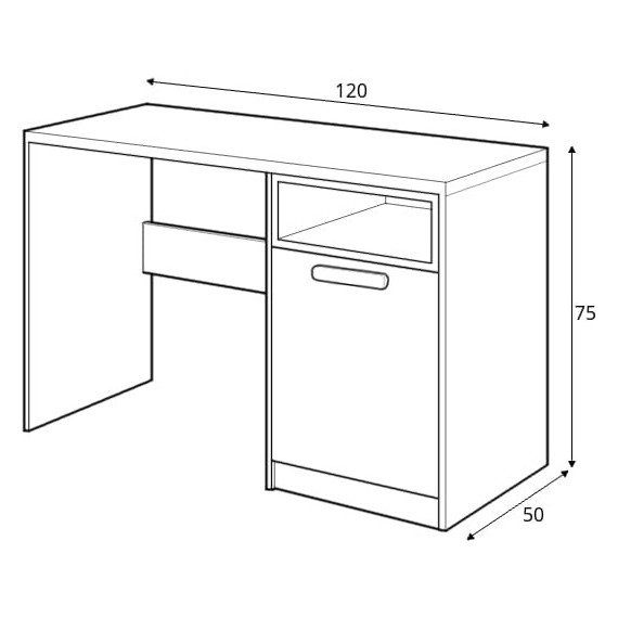 Skrivebord Piko 120  cm - Grafitt - Grå - Hvit
