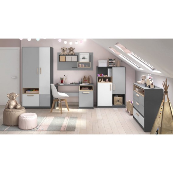 Skrivebord Piko 120  cm - Grafitt - Grå - Hvit