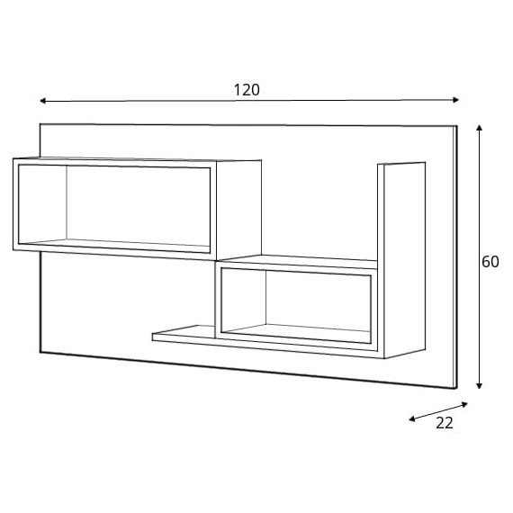 Vegghylle Piko 120  cm - Grafitt - Grå