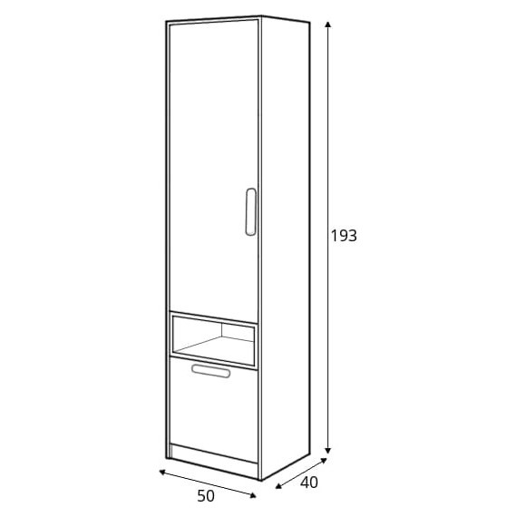 Skap Piko 50  cm - Grafitt - Grå - Hvit - Eik