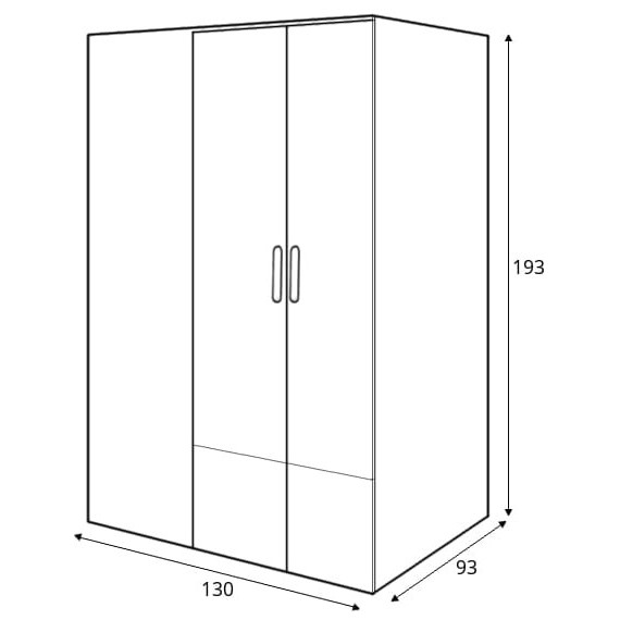 Hjørne garderobeskap Piko 130 cm - Grafitt - Grå