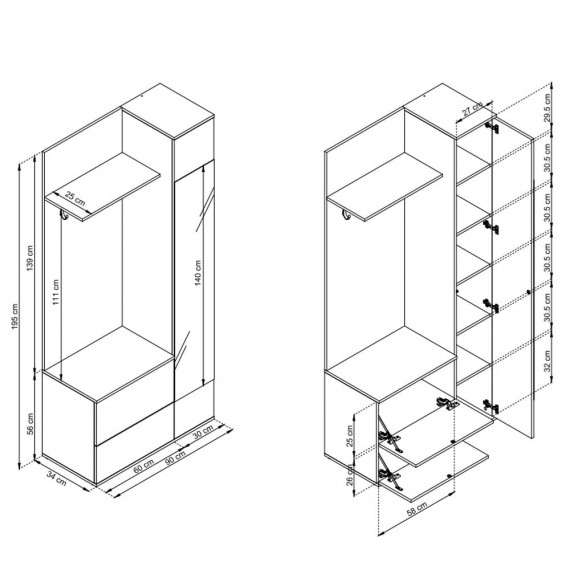 Garderobe Benny - Eik look