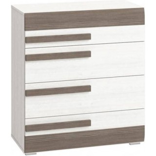 Kommode Blanco 86 cm - Hvit - Mørk Trelook