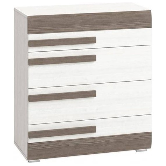 Kommode Blanco 86 cm - Hvit - Mørk Trelook