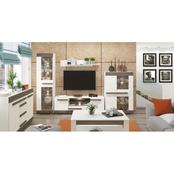 Kommode Blanco 86 cm - Hvit - Mørk Trelook