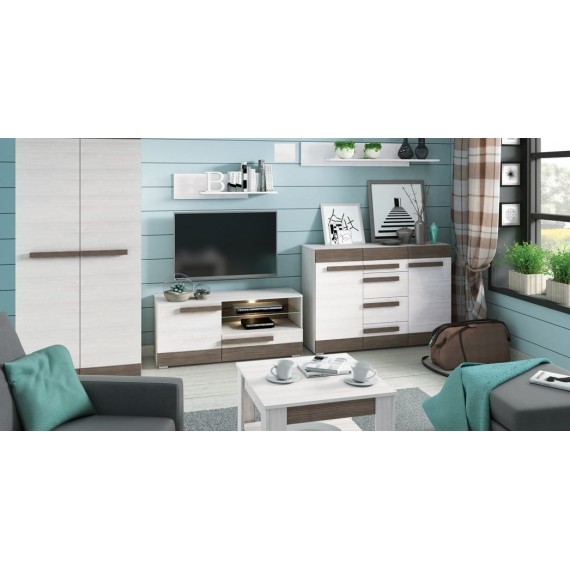 Kommode Blanco 86 cm - Hvit - Mørk Trelook