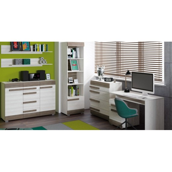 Kommode Blanco 86 cm - Hvit - Mørk Trelook