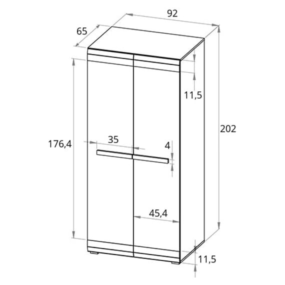 Garderobe Blanco 92 x 202 cm - Hvit Trelook