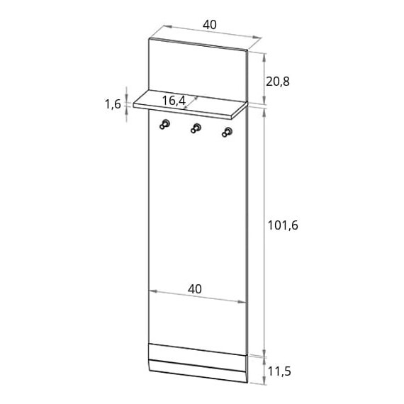 Entrepanel Blanco 40 x 136 cm - Hvit Eik