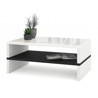 Sofabord Abilia 100x43 cm - Hvit Høyglans - Svart
