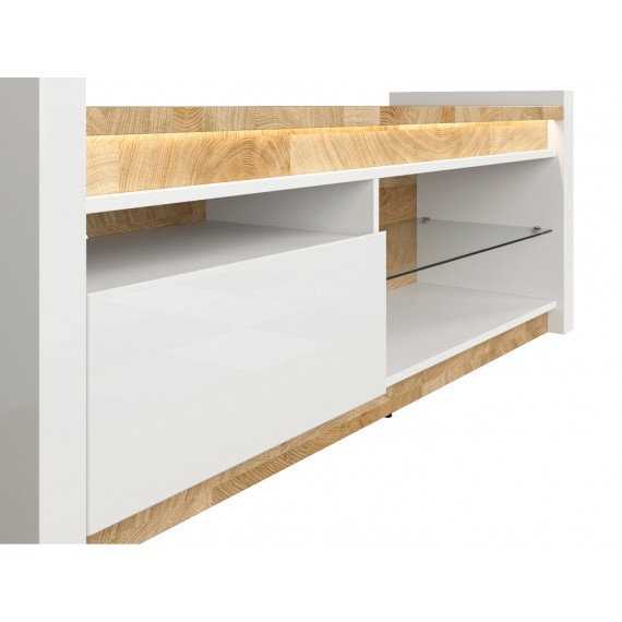 TV-benk Modea 147 cm - Hvit Høyglans - Trelook