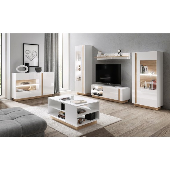 TV-benk Acron 138 cm - Hvit Høyglans - Trelook