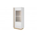 Vitrineskap Acron 72x154 cm - Hvit Høyglans - Trelook - Glassdører