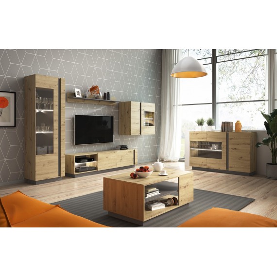 Vitrineskap Trento 60x194 cm - Grafitt - Trelook