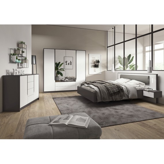 Garderobe Segan 200 cm - Hvit - Grafitt