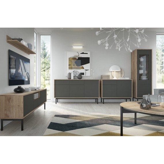 Vitrine Basico 54 cm - Trelook - Grafitt - med ben