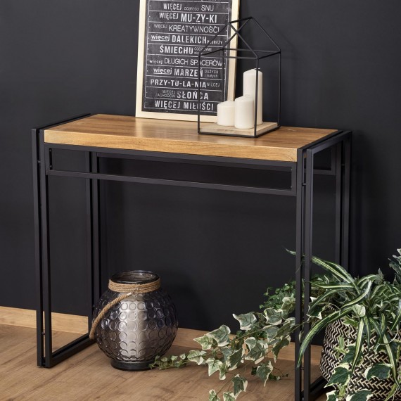 Konsollbord Donero 90 cm - Eikelook - Svart