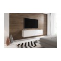 TV-benk Solix 160 cm - Hvit Høyglans -  Vegghengt - LED lys