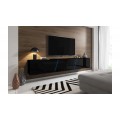 TV-benk Solix 240 cm - Svart høyglans -  Vegghengt - LED lys