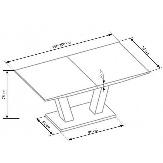 Spisebord Vision 160-200 cm - Forlengninsbart - Hvit høyglans