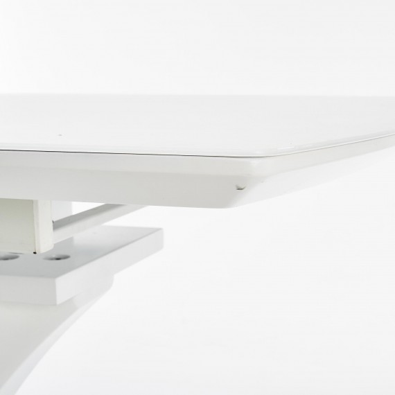 Spisebord Berma 140 - 180 cm - Hvit matt - Glass