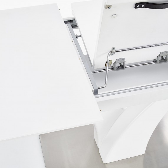 Spisebord Berma 140 - 180 cm - Hvit matt - Glass