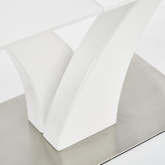 Spisebord Berma 140 - 180 cm - Hvit matt - Glass