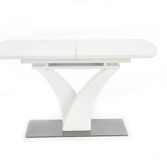 Spisebord Berma 140 - 180 cm - Hvit matt - Glass